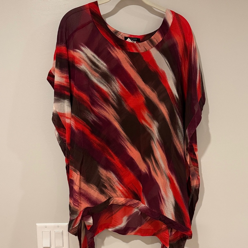 Red and Brown Satin Blouse